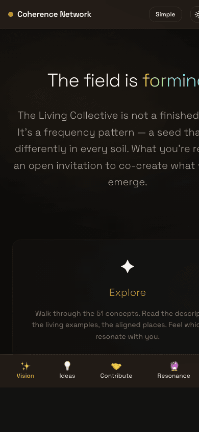 Mobile screenshot of /vision/join — hero and the first of three paths