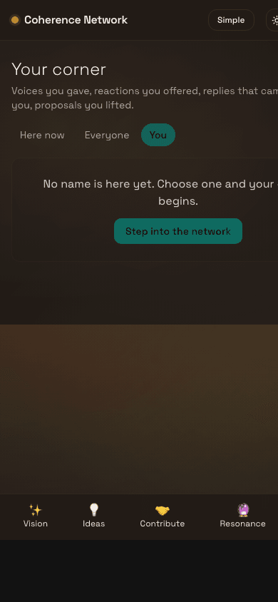Mobile screenshot of /feed/you — the no-identity state