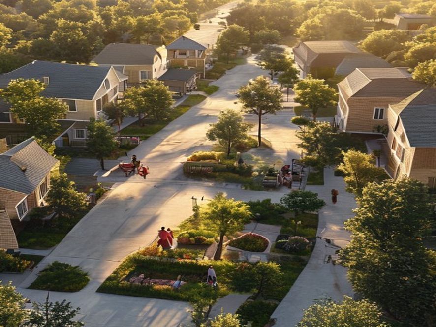 A connected suburban lane becoming a commons