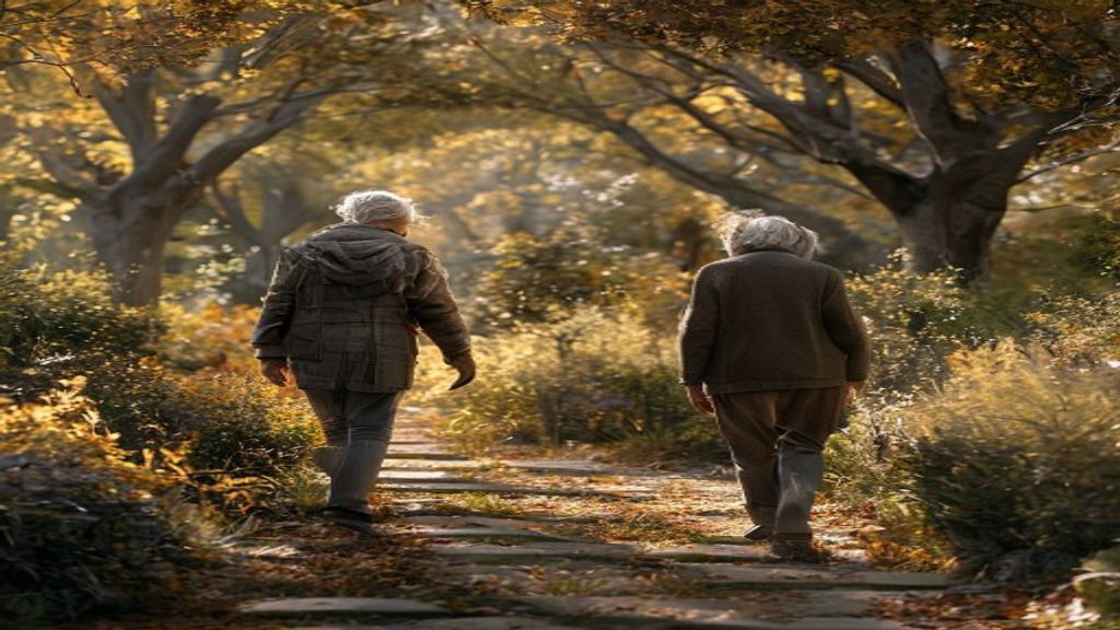 Elder walk through the garden