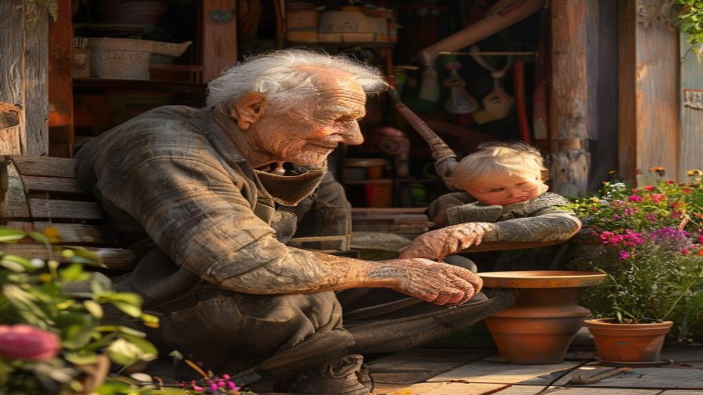 Elder and child at the community center