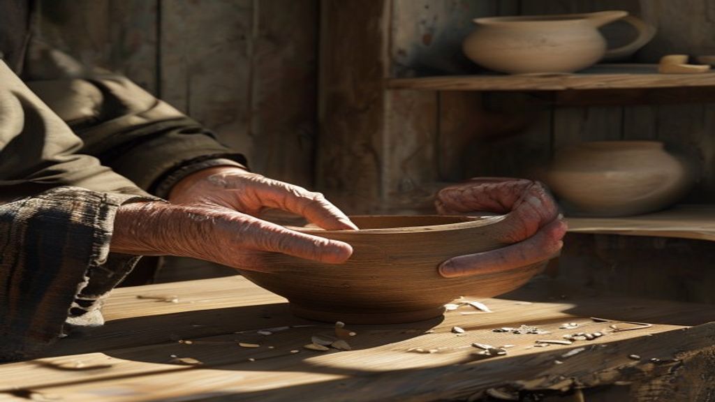 A craftsperson at work in natural light