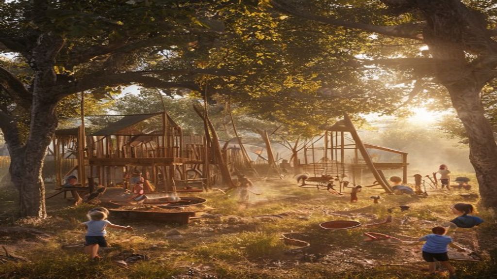 Adventure playground alive with building and climbing