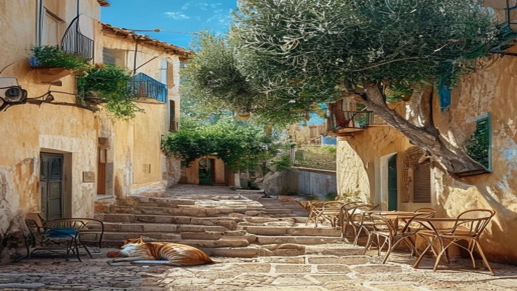 Mediterranean village afternoon rest